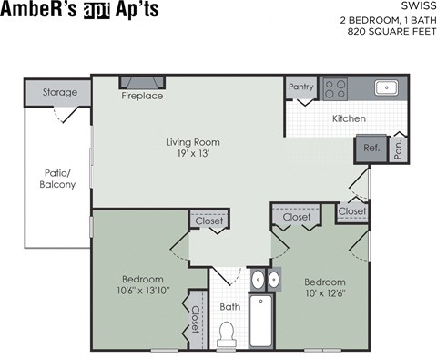 Two bedroom floor plan layout